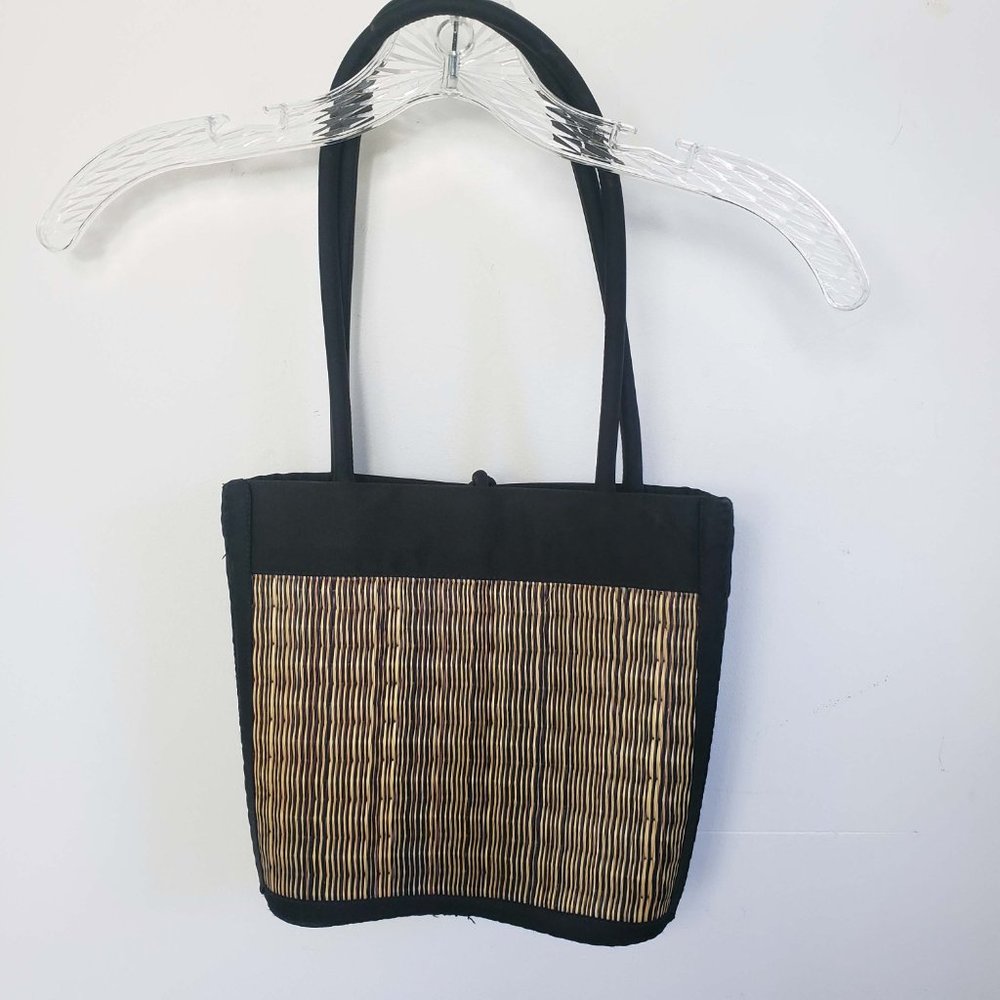 Baskets Of Cambodia Women's Reed Hard Bottom Zip Close Tote Purse Shoulder Bag - Picture 5 of 13